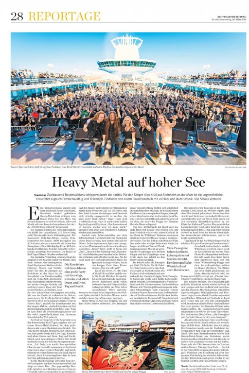 Leaves Eyes Foto vom 70000 Tons of Metal 2014 in der Stuttgarter Zeitung ::. Nr. 66 | Donnerstag, 20. Mrz 2014 - Onlineartikel unter http://www.stuttgarter-zeitung.de/inhalt.tourismus-heavy-metal-auf-hoher-see.dddd9f16-ef4d-44d8-beb7-8d09934b603a.html