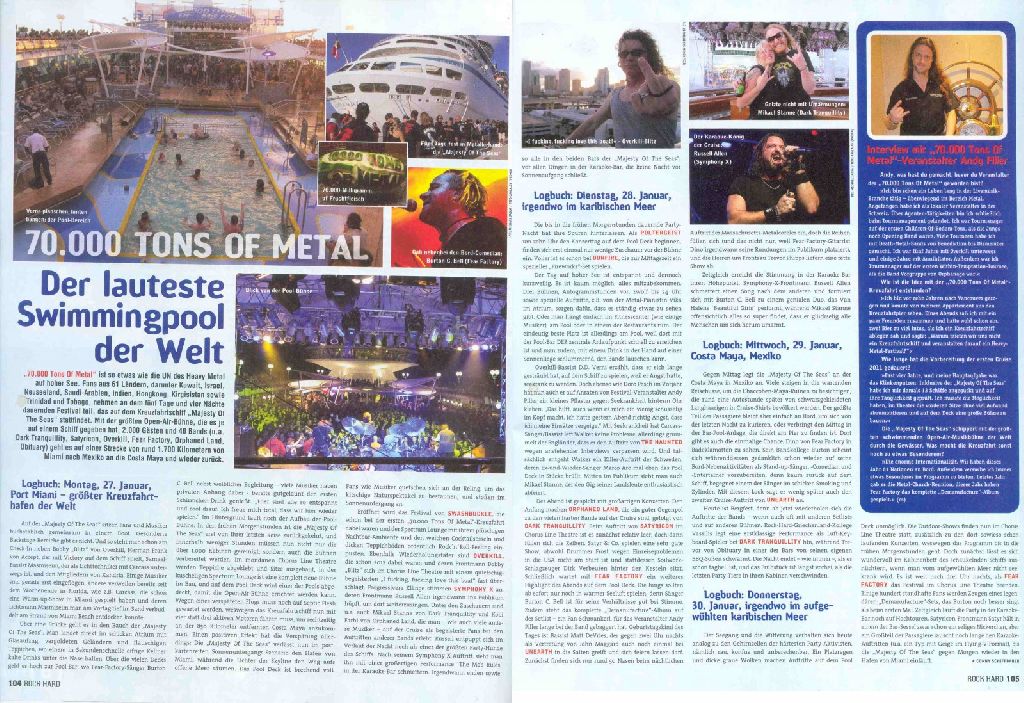 70000 Tons of Metal 2014 Fotos im Rock Hard (Germany) - April 2014