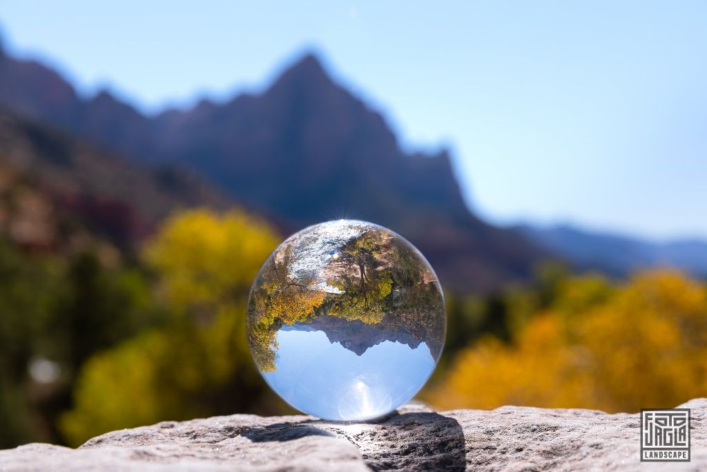 View throug a Lenseball from the Canyon Junction Bridge in Zion National Park
Utah 2019