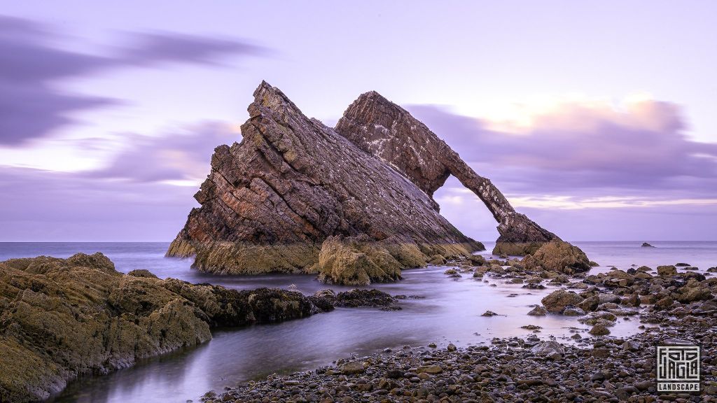 Bow Fiddle Rock zum Sonnenuntergang in Portknockie
Schottland - September 2020