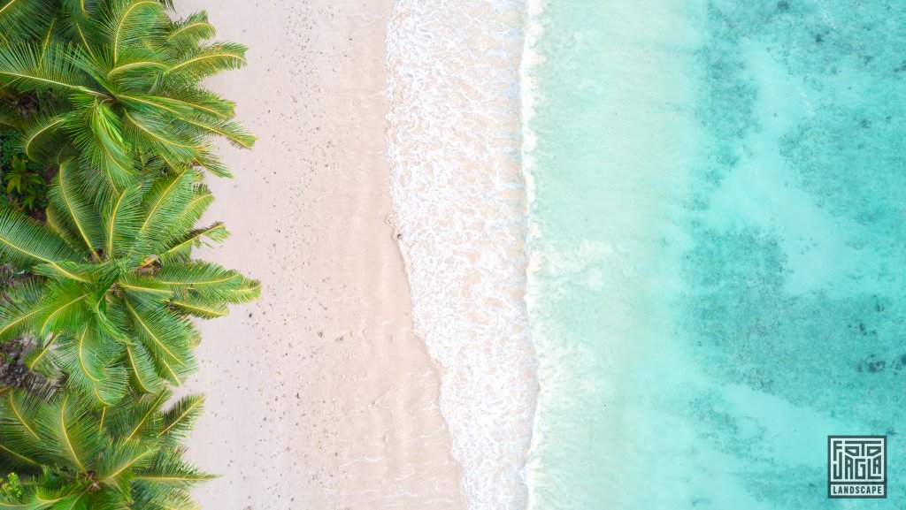 Der Strand von Baie Lazare von oben
Mah, Seychellen 2021