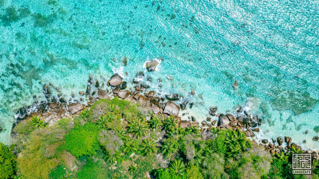 Drohnenaufnahme am Anse Marie-Louise
Mah, Seychellen 2021