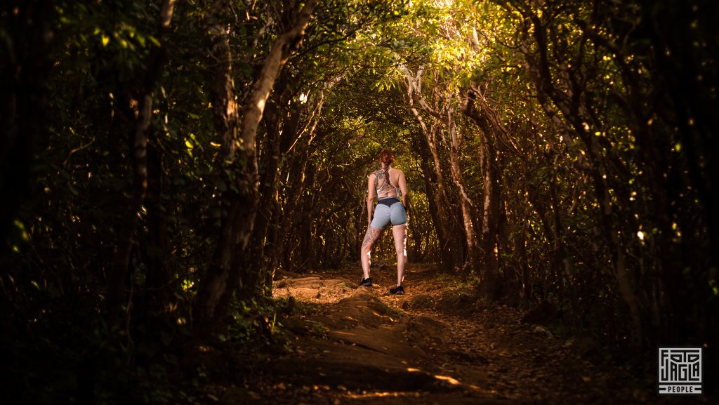 Kleine Wanderung zu einem Aussichtspunkt am Monte Brasil
Alienna in sexy Leggins und engem Sport-Top
Die Azoren-Insel So Miguel in Portugal