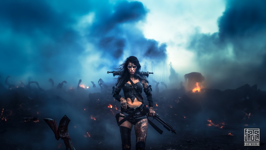 Einsame Steampunk-Kriegerin in einer verlorenen Welt
Fantasy Artwork mit Hilfe knstlicher Intelligenz und manueller Bildbearbeitung
Midjourney, Photoshop, Lightroom