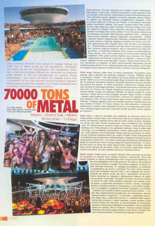 70000 Tons of Metal 2013 Fotos im Metal Hammer (Poland) - April 2013