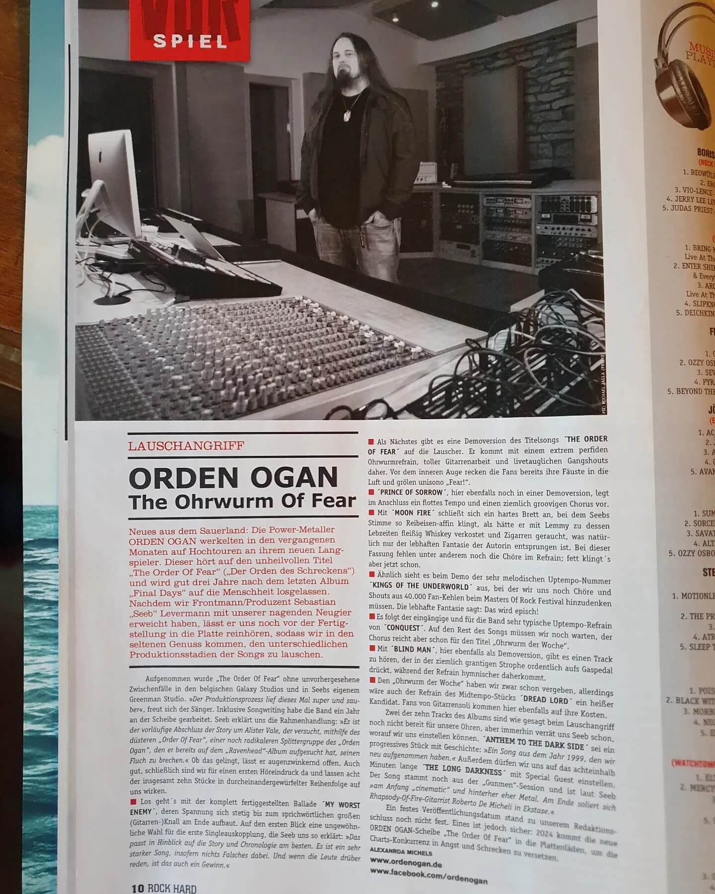 Musikproduzent Sebastian Seeb Levermann von Orden Ogan im Rock Hard Magazin Dez 2023
